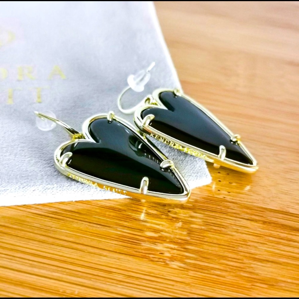 Black obsidian Ashley Heart Drop Earrings